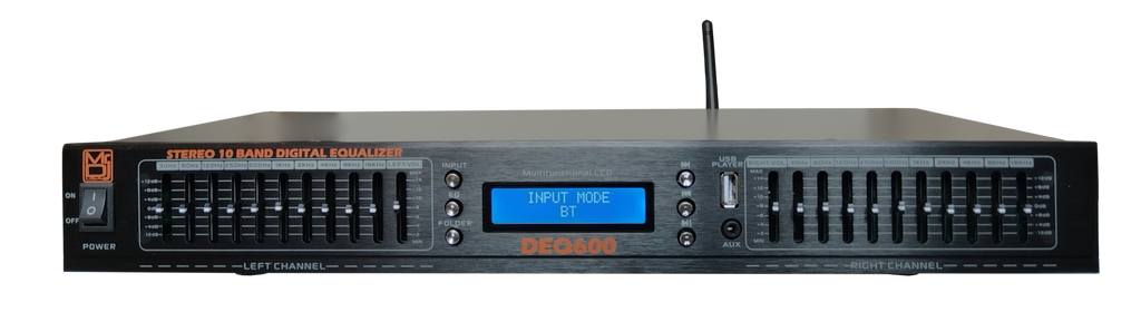 MR DJ DEQ600 PRO PA DJ 22 Band Stereo EQ Bluetooth USB AUX Input + Mic