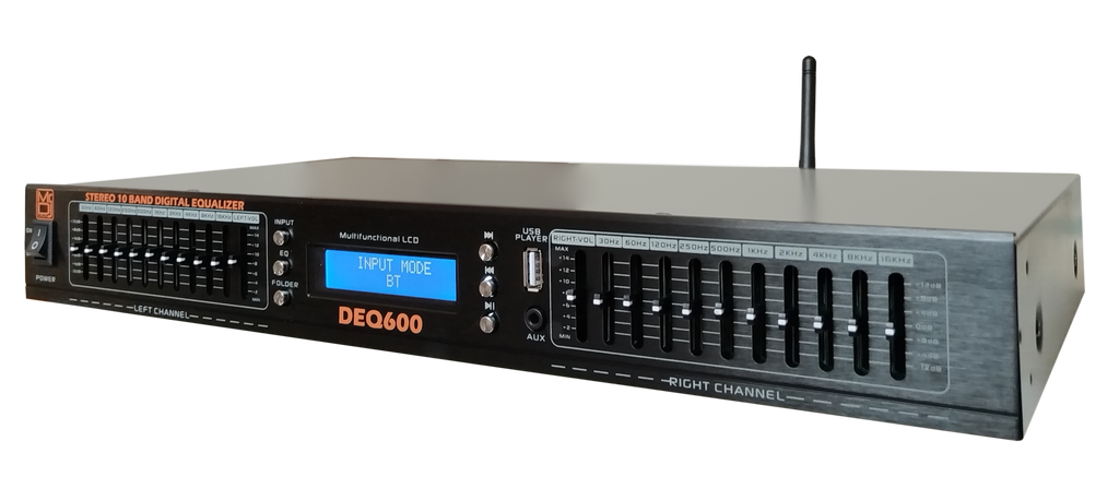 MR DJ DEQ600 PRO PA DJ 22 Band Stereo EQ Bluetooth USB AUX Input + Mic