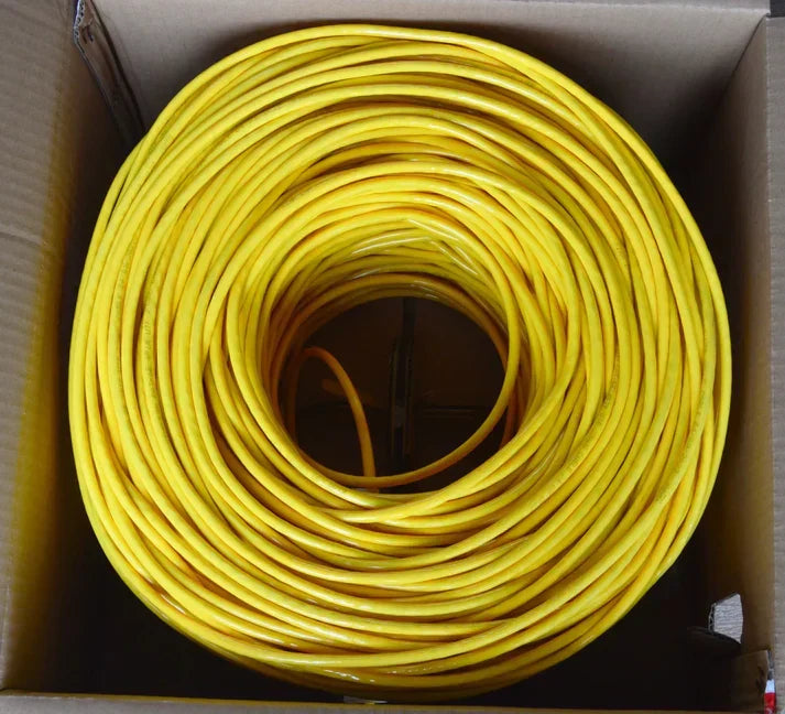 Cat6 Ethernet Cable 23AWG 600Mhz UL Bare Solid Copper Wire UTP 1000' Yellow