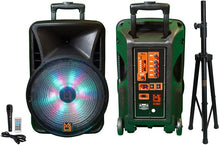 Load image into Gallery viewer, MR DJ DJ15BAT+ 15&quot; Portable Bluetooth Speaker + Speaker Stand + 54-LED Slim Par Wash DJ Light
