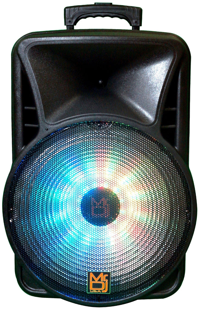 MR DJ DJ15BAT+ 15" Portable Bluetooth Speaker + Speaker Stand