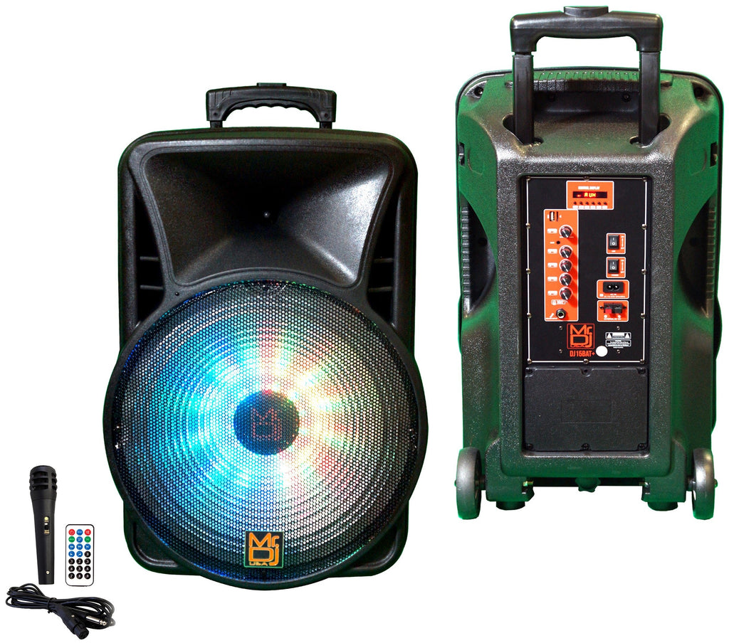 Mr. Dj DJ15BAT+ 15" Portable Trolley PA DJ Active Powered Bluetooth TWS Speaker 3500 Watts LCD/MP3/USB/micro SD