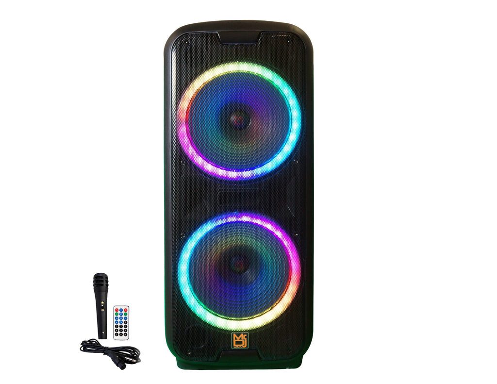 MR DJ 215BTA+ Dual 15" 5000W Battery Powered Bluetooth Speaker Microphone Party Speaker