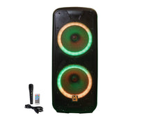 Charger l'image dans la galerie, MR DJ DJ215BTA Dual 15" Rechargeable Bluetooth Party Speaker LED Lights TWS Wired Microphone USB/SD FM Radio &amp; Remote Control