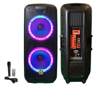 Charger l'image dans la galerie, MR DJ USA AFTER PARTY Dual 15" Rechargeable Bluetooth Party Speaker LED Lights TWS Wired Microphone USB/SD FM Radio Remote Control