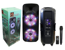 Charger l&#39;image dans la galerie, MR DJ DJ215BTA AFTER PARTY Dual 15&quot; 5000W Max Power Speaker with Built-In Bluetooth &amp; Battery, 1&quot; LCD/MP3/USB/SD Slot