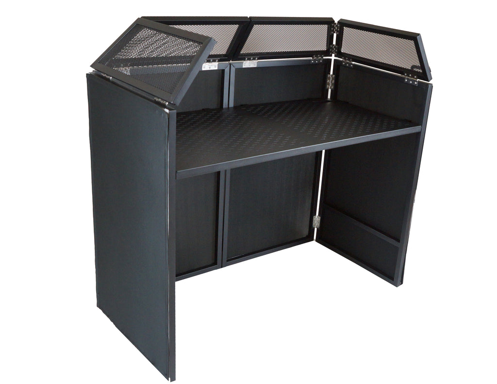 MR DJ DJ Booth Table with 8FT Lighting Truss System Foldable Black Scrim