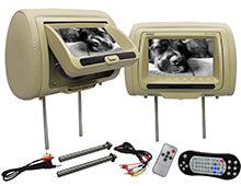 Charger l'image dans la galerie, Absolute DPH-770PKGC 7.5" Pair Cream Headrest TFT/LCD Monitor DVD/USB/SD Package
