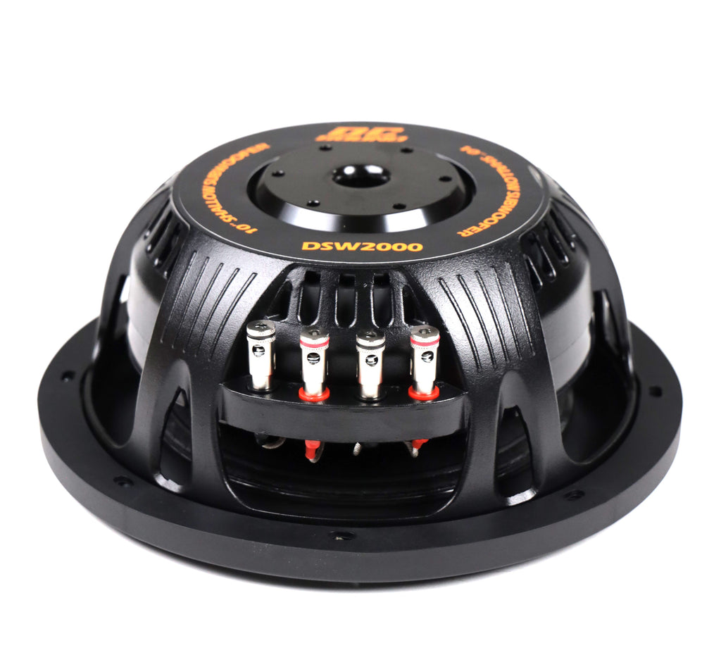 2 DC Sound DSW2000 10" Shallow-Mount Subwoofer 2000W DVC + Ported Enclosure Box