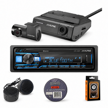 Load image into Gallery viewer, Alpine DVR-C320R+UTE-63BT+TW500+BT1700 Bluetooth Car Stereo with Dash Camera + Accessory Bundle