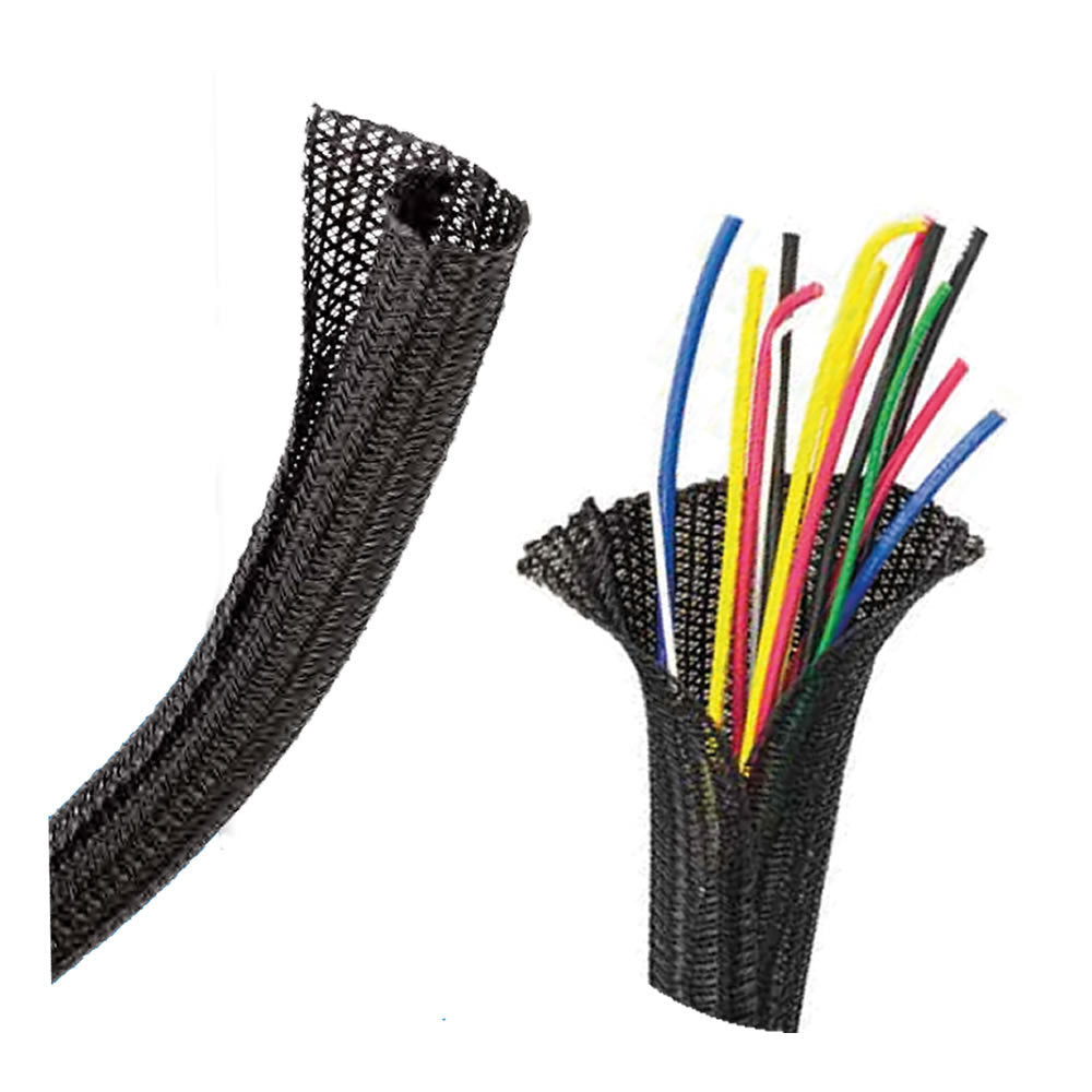 Install Bay F6N075BK 3/4in Self-Wrapping Split Braid Sleeving Black - 50ft