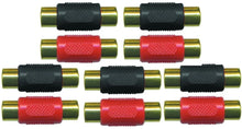 Load image into Gallery viewer, Absolute FF100-10 Female-to-Female RCA Barrel Connector Red &amp; Black (10 Pack)