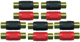Absolute FF100-10 Female-to-Female RCA Barrel Connector Red & Black (10 Pack)