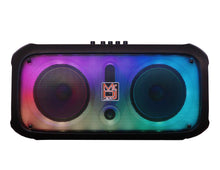 Charger l&#39;image dans la galerie, MR DJ FIRE-FLAME Double 6.5&quot; Rechargeable Portable Karaoke Speaker with Party Flame Lights Microphone TWS USB FM Radio