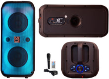 Load image into Gallery viewer, MR DJ FLAME2200 6.5&quot; X 2 Rechargeable Portable Bluetooth Karaoke Speaker with Party Flame Lights Microphone TWS USB FM Radio