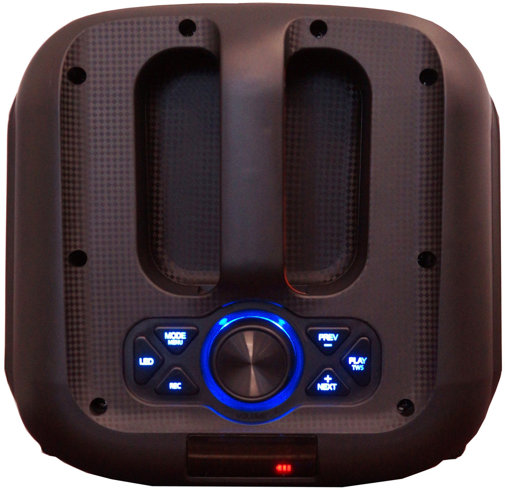 MR DJ FLAME2200 6.5" X 2 Rechargeable Portable Bluetooth Karaoke Speaker with Party Flame Lights Microphone TWS USB FM Radio