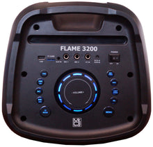 Charger l&#39;image dans la galerie, MR DJ FLAME3200 8&quot; X 2 Rechargeable Portable Bluetooth Karaoke Speaker with Party Flame Lights Microphone TWS USB FM Radio + 18-LED Moving Head DJ Light