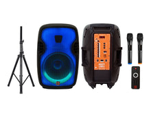 Charger l&#39;image dans la galerie, MR DJ FLAME3500LED PRO Portable 15” 2-Way Full-Range Powered/Active DJ PA + Stand