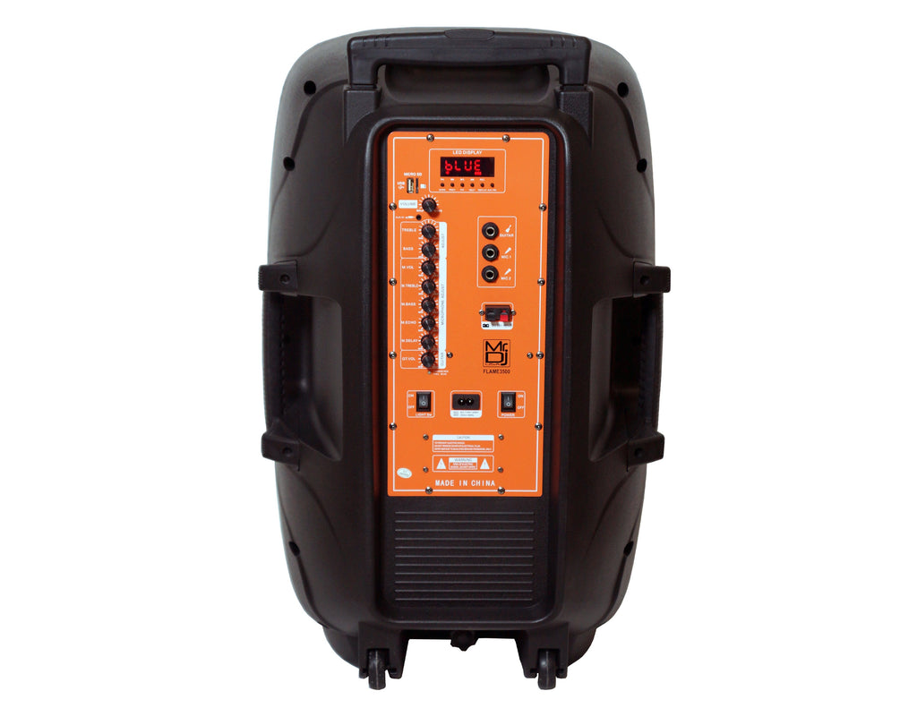 MR DJ FLAME3500LED Pro Portable 15” 2-Way Full-Range Powered/Active DJ PA Multipurpose Live Sound Bluetooth Loudspeaker with Stand