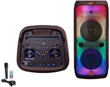 Charger l&#39;image dans la galerie, MR DJ FLAME4200 10&quot; X 2 Rechargeable Portable Bluetooth Karaoke Speaker with Party Flame Lights Microphone TWS USB FM Radio + LED Crystal Magic Ball