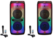 Charger l&#39;image dans la galerie, 2 MR DJ FLAME3200 8&quot; X 2 Rechargeable Bluetooth Karaoke Speaker Flame Lights Mic