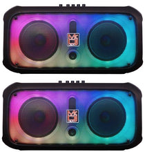 Charger l&#39;image dans la galerie, 2 MR DJ FIRE-FLAME 6.5&quot; X 2 Rechargeable Portable Bluetooth Karaoke Speaker with Party Flame Lights Microphone TWS USB FM Radio