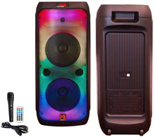 Charger l&#39;image dans la galerie, MR DJ FLAME4200 10&quot; X 2 Rechargeable Portable Bluetooth Karaoke Speaker with Party Flame Lights Microphone TWS USB FM Radio