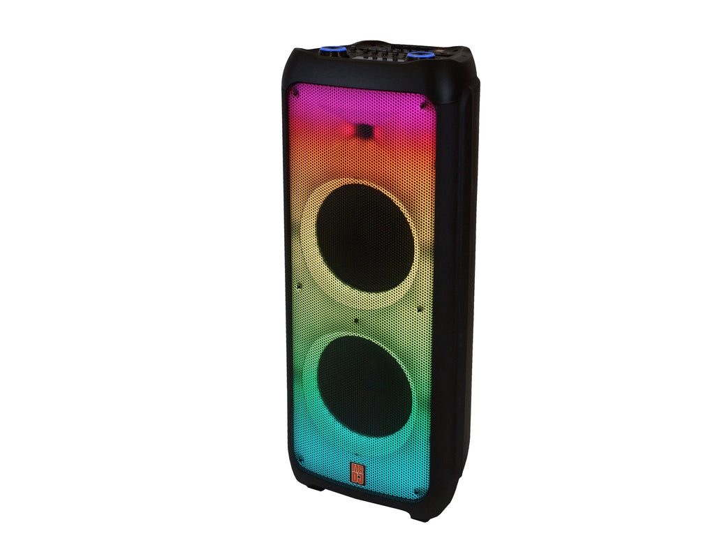 MR DJ FLAME5500LED+ 5500W Dual 12” Bluetooth Rechargeable Party Speaker Flame LED Lights 2 Wireless Mic TWS Portable DJ PA System