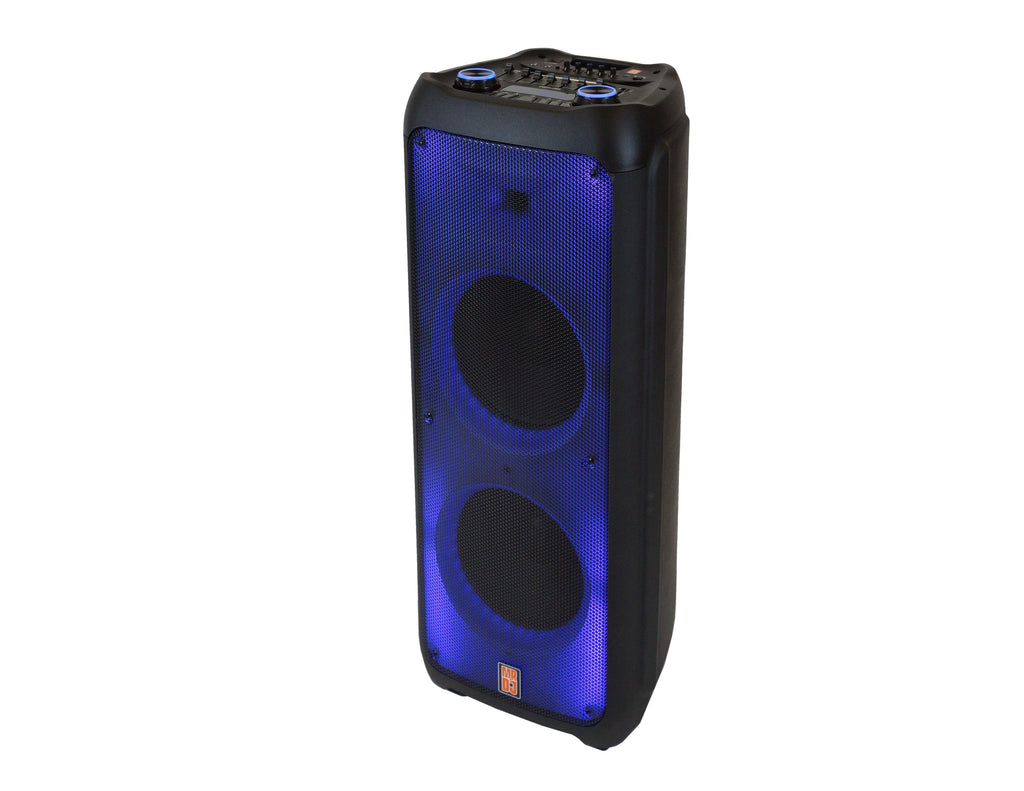 2 MR DJ FLAME5500LED+ 5500W Dual 12” Bluetooth Rechargeable Party Speaker Flame LED Lights 2 Wireless Mic TWS Portable DJ PA System