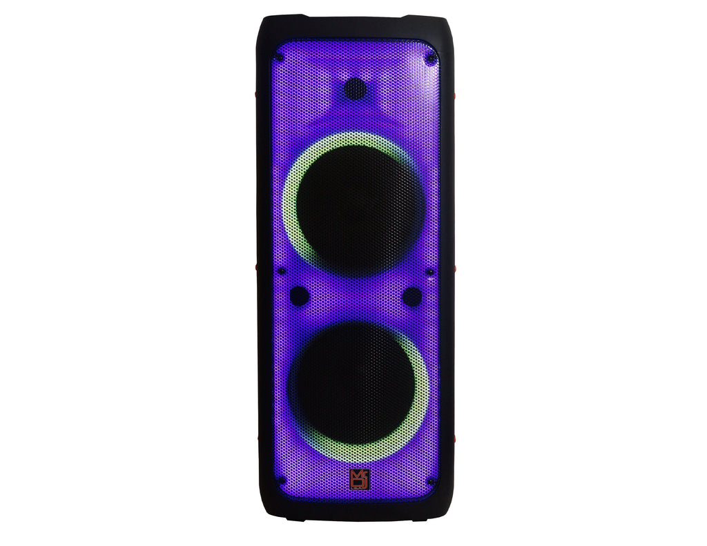 MR DJ FLAME5500LED Professional Rechargeable Portable Dual 12” 3-Way Full-Range Powered/Active DJ PA Multipurpose Live Sound Bluetooth Loudspeaker with Full Fire Flame Glow Disco Lights and Two Wireless Microphones