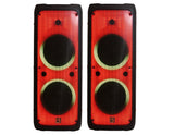 2 MR DJ FLAME5500LED Bluetooth PA Party Speakers Liquid Crystal LED 2 x 12