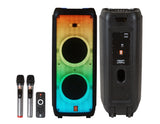 MR DJ FLAME5500LED+ 5500W Dual 12” Bluetooth Rechargeable Party Speaker Flame LED Lights 2 Wireless Mic TWS Portable DJ PA System