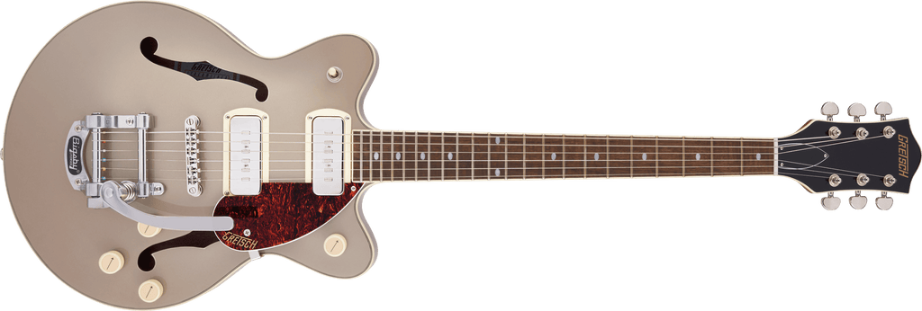 Gretsch G2655T-P90 Streamliner™ Center Block Jr. Double-Cut P90 with Bigsby®, Laurel Fingerboard, Two-Tone Sahara Metallic and Vintage Mahogany Stain
