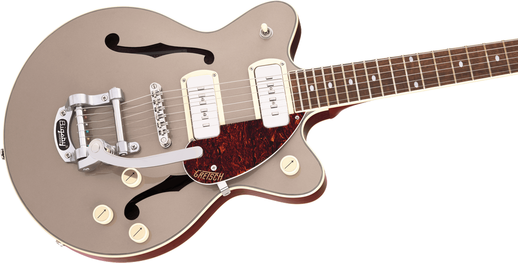 Gretsch G2655T-P90 Streamliner™ Center Block Jr. Double-Cut P90 with Bigsby®, Laurel Fingerboard, Two-Tone Sahara Metallic and Vintage Mahogany Stain