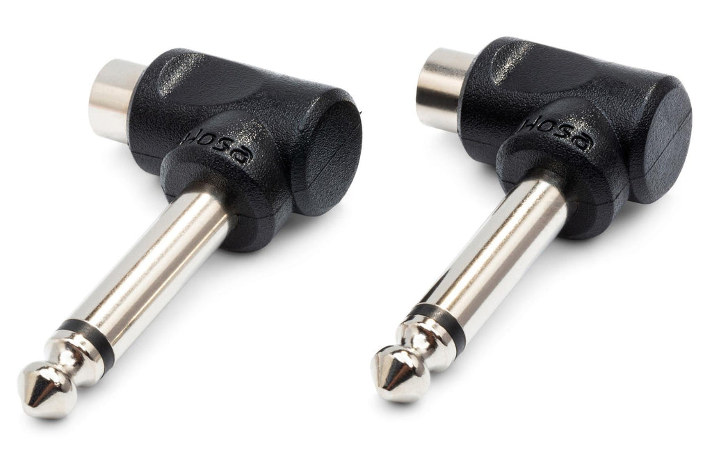 Hosa GPR-123 Right-angle Adaptors, RCA to 1/4 in TS -2 PCS