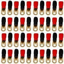 Charger l&#39;image dans la galerie, Absolute GRT00-40 1/0 Gauge Crimp Ring Terminals Connectors 40-Pack (Red, Black)