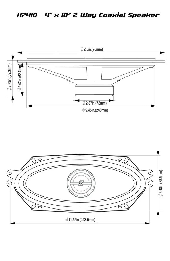 2 Pair Cerwin Vega H7410 640W 4" x 10" HED 2-Way Coaxial Car Stereo Speakers