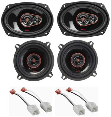 H7693 H752 Front & Rear Door Speaker Fit 2002 2008 Dodge Ram 1500 Bundle