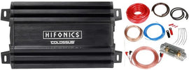 Hifonics HCM-400.4D Colossus Mini Compact 400W Four Channel Amplifier + 0G Amp Kit
