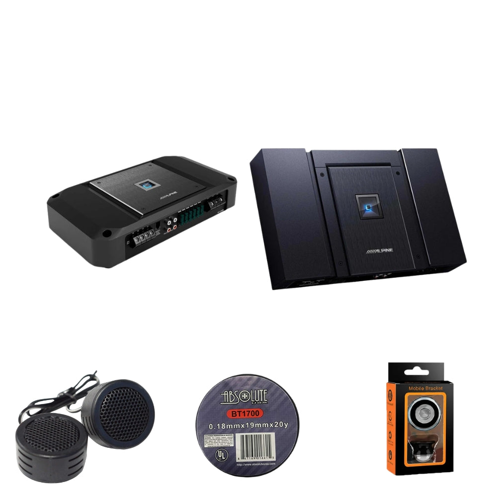 Alpine HDA-F60+R2-A150M Status Hi-Res 4-Ch & Mono Sub Amp Bundle