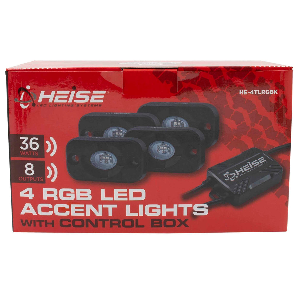 Heise HE-4TLRGBK RGB Accent Light Kit - 4 RGB Pods, 3 LED