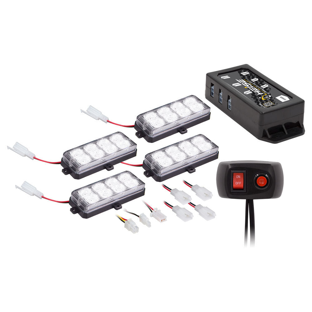 Heise Municipality HE-MUSTR-GRW White Grille Strobe Kit - 8 LED, 4-Pack