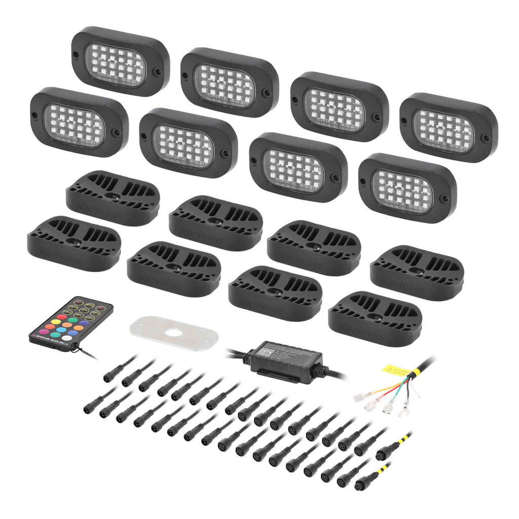 Heise HE-RGB-K8 RGB Wide Angle Rock Light Kit - 8 Pack
