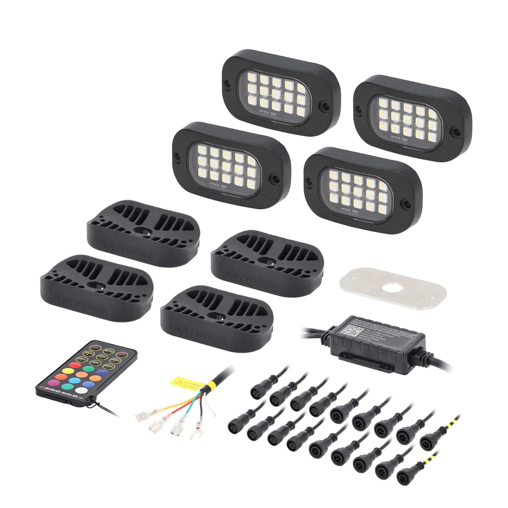 Heise HE-RGBW-K4 RGBW Wide Angle Rock Light Kit - 4 Pack