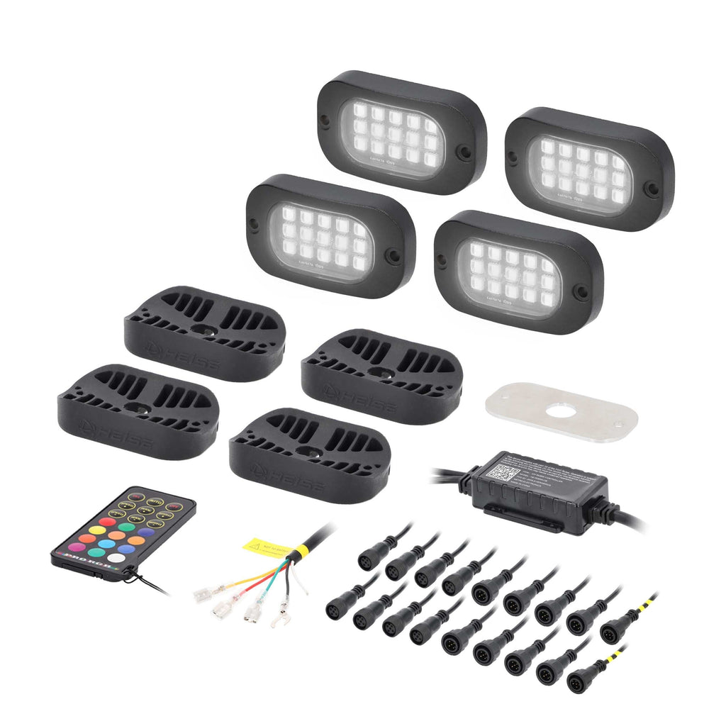 Heise HE-RGBW-K4 RGBW Wide Angle Rock Light Kit - 4 Pack