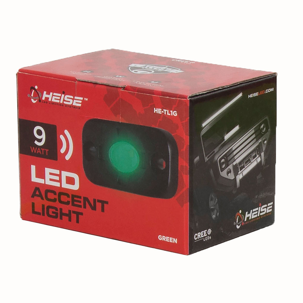 Heise HE-TL1G Green Auxiliary Lighting Pod - 1.5x3 Inch, 3 LED