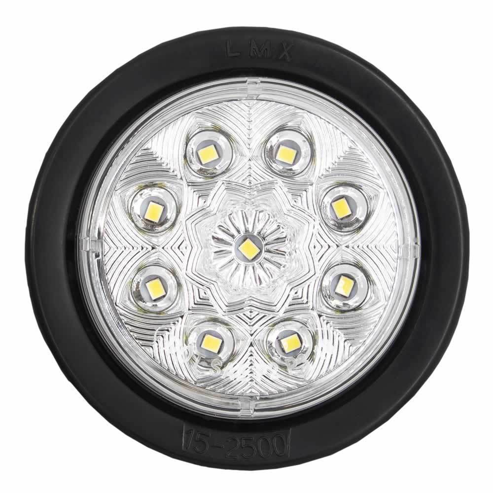 Heise Trailer HE-TR2503 Round White Marker/Clearance Light with Grommet - 2.5 Inch, 9 LED