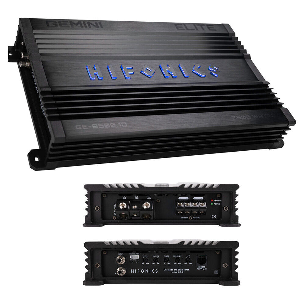 Hifonics GE2000.1D Hifonics 2000 Watts GEMINI Elite Mono Subwoofer Car Audio Amplifier