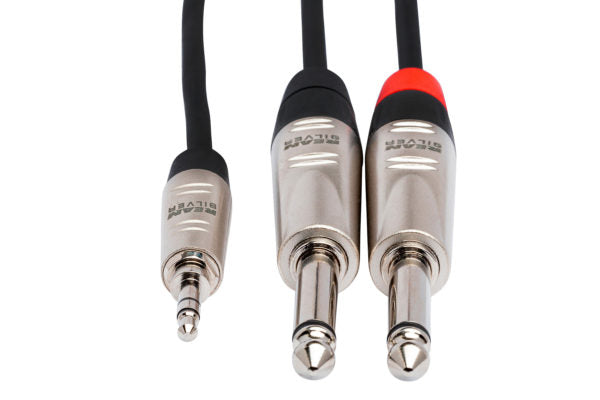 Hosa Pro HMP-003Y Stereo Breakout Cable - 3.5mm TRS Male to Dual 1/4-inch TS Male - 3 foot