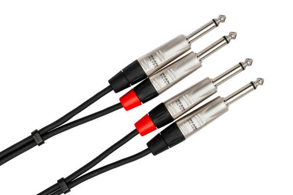 Hosa Pro HPP-015X2 Stereo Interconnect Cable Dual REAN 1/4" TS to Same 15 foot